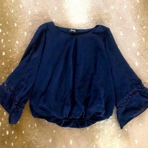 Dark Blue Blouse w/Bell Sleeves—Like New!!
